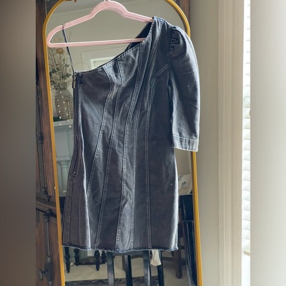 NWT ELLIATT ELEGY One-Shoulder Black Denim Dress - Picture 1 of 14